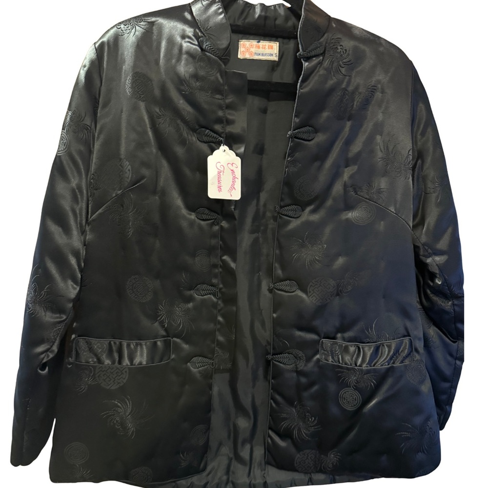 Black Satin Embroidered Chinese Jacket